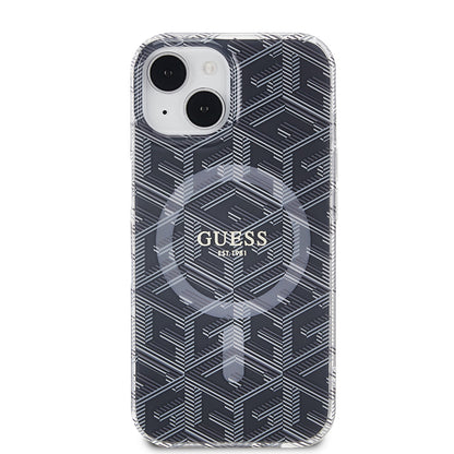 Custodia MagSafe per Apple iPhone 15 Plus, Guess, IML Gcube, Nera