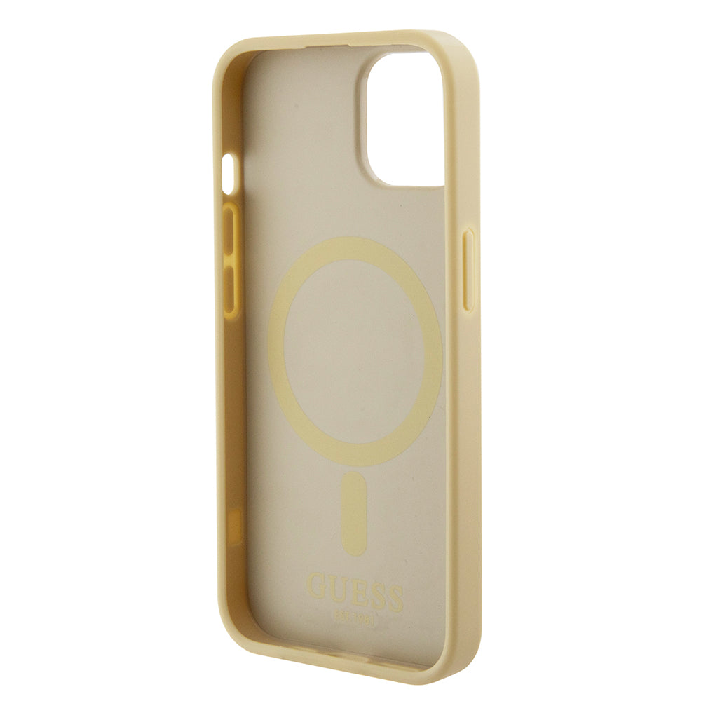 MagSafe Case for Apple iPhone 15 Plus, Guess, Saffiano, Gold
