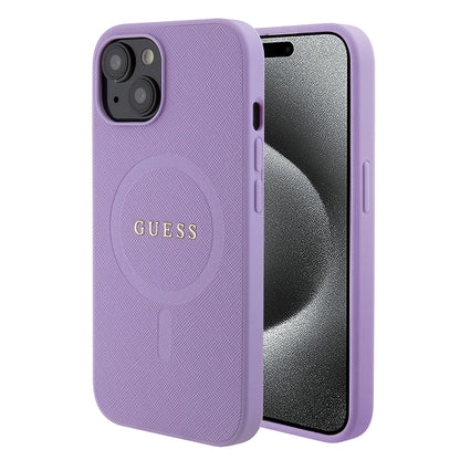Custodia MagSafe per Apple iPhone 15 Plus, Guess, Saffiano, Viola