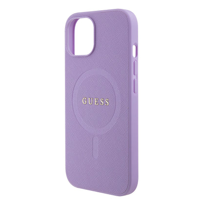 Custodia MagSafe per Apple iPhone 15 Plus, Guess, Saffiano, Viola