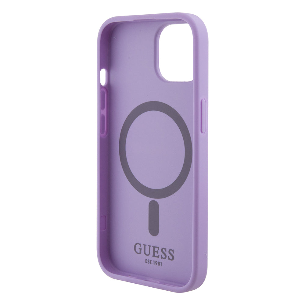 Custodia MagSafe per Apple iPhone 15 Plus, Guess, Saffiano, Viola