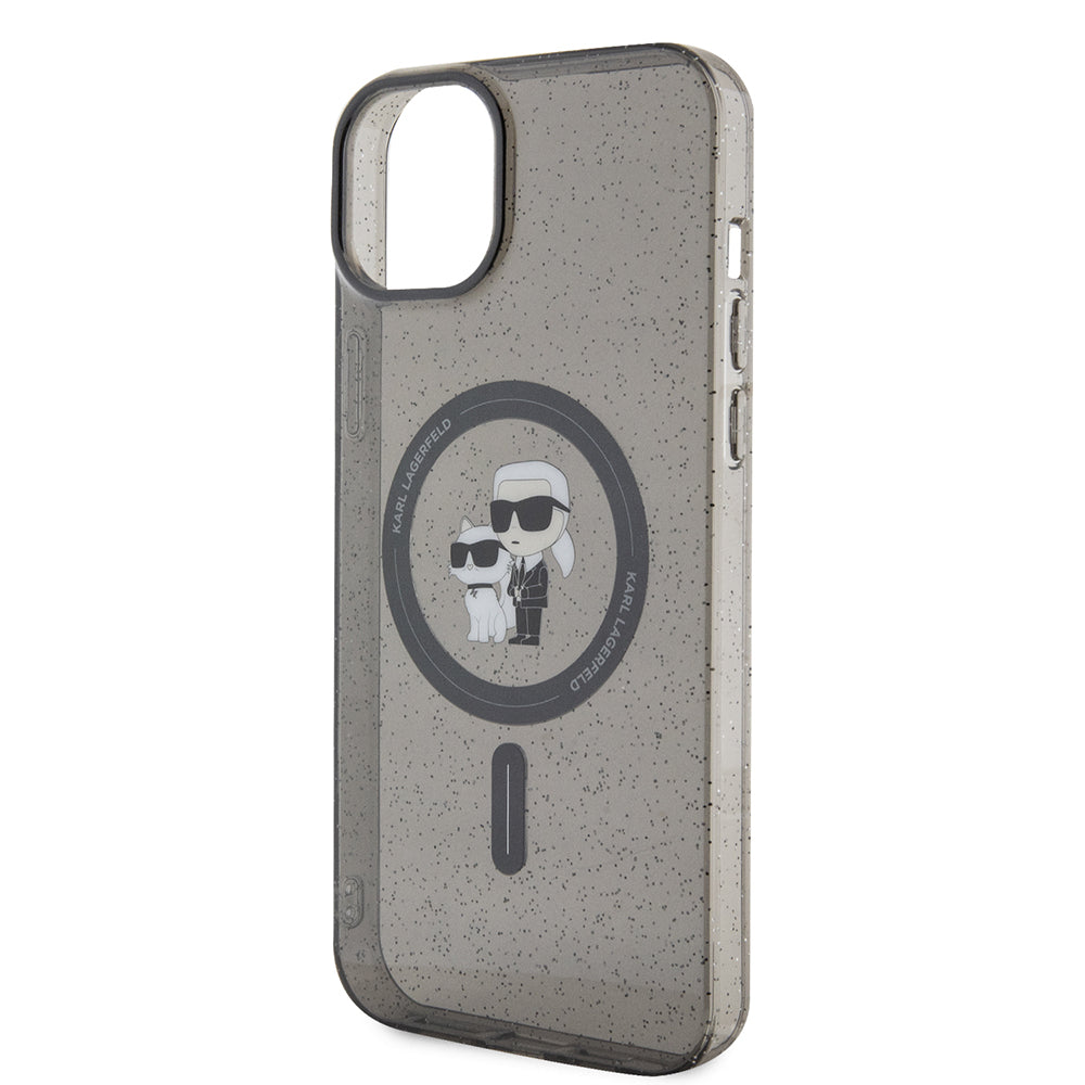MagSafe Case for Apple iPhone 15 Plus, Karl Lagerfeld, Glitter, Black
