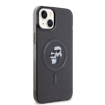 MagSafe Case for Apple iPhone 15 Plus, Karl Lagerfeld, Glitter, Black