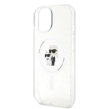 Custodia MagSafe per Apple iPhone 15 Plus, Karl Lagerfeld, Glitter, Trasparente