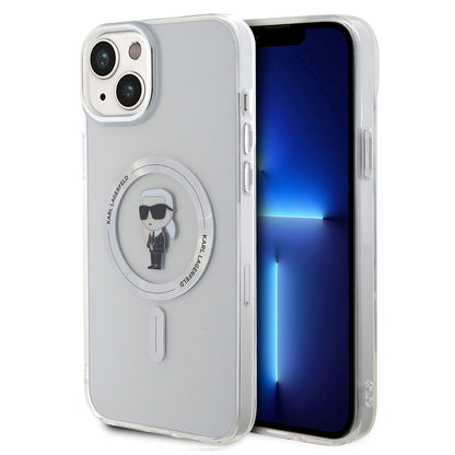Custodia MagSafe per Apple iPhone 15 Plus, Karl Lagerfeld, IML Ikonik Karl, Trasparente