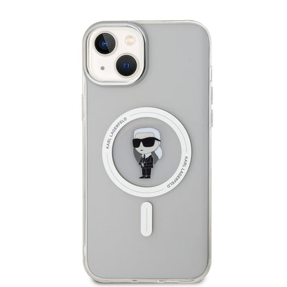 Custodia MagSafe per Apple iPhone 15 Plus, Karl Lagerfeld, IML Ikonik Karl, Trasparente