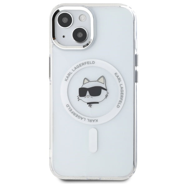 Custodia MagSafe per Apple iPhone 15 Plus, Karl Lagerfeld, IML Metal Choupette's Head, Bianca