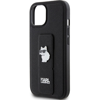 Custodia MagSafe per Apple iPhone 15 Plus, Karl Lagerfeld, Saffiano Gripstand Choupette, Nera