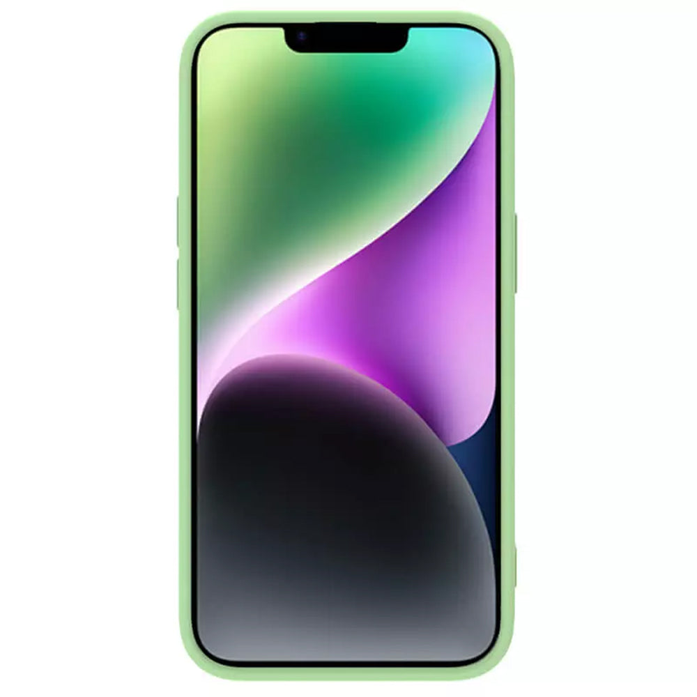 Custodia MagSafe per Apple iPhone 15 Plus, Nillkin, CamShield Silky, Verde Chiaro