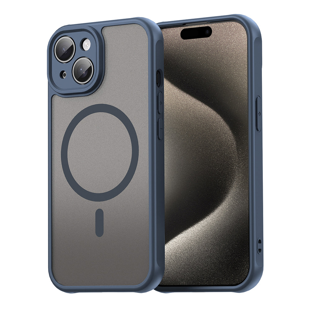 MagSafe Case for Apple iPhone 15 Plus, Techsuit, HaloFrost II, Navy Blue