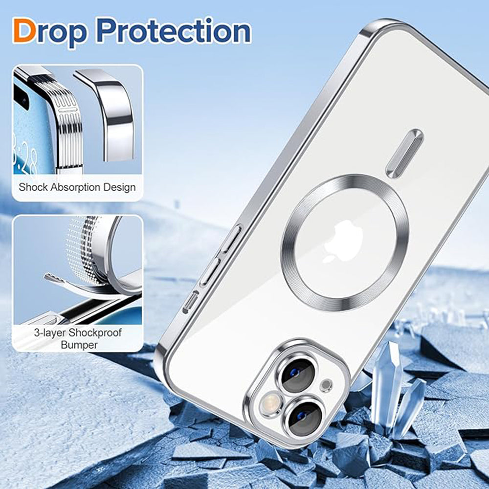 Custodia MagSafe per Apple iPhone 15 Plus, Techsuit, Luxury Crystal, Nera