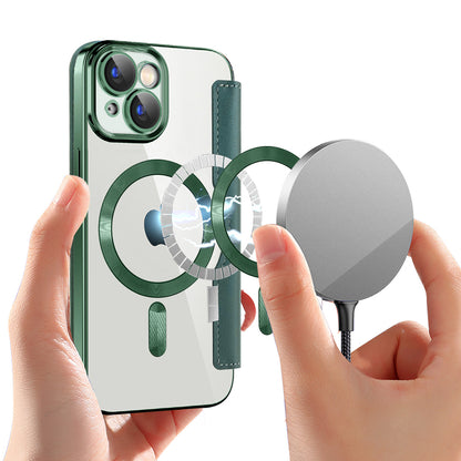 Custodia MagSafe per Apple iPhone 15 Plus, Techsuit, SmartMag Book, Verde