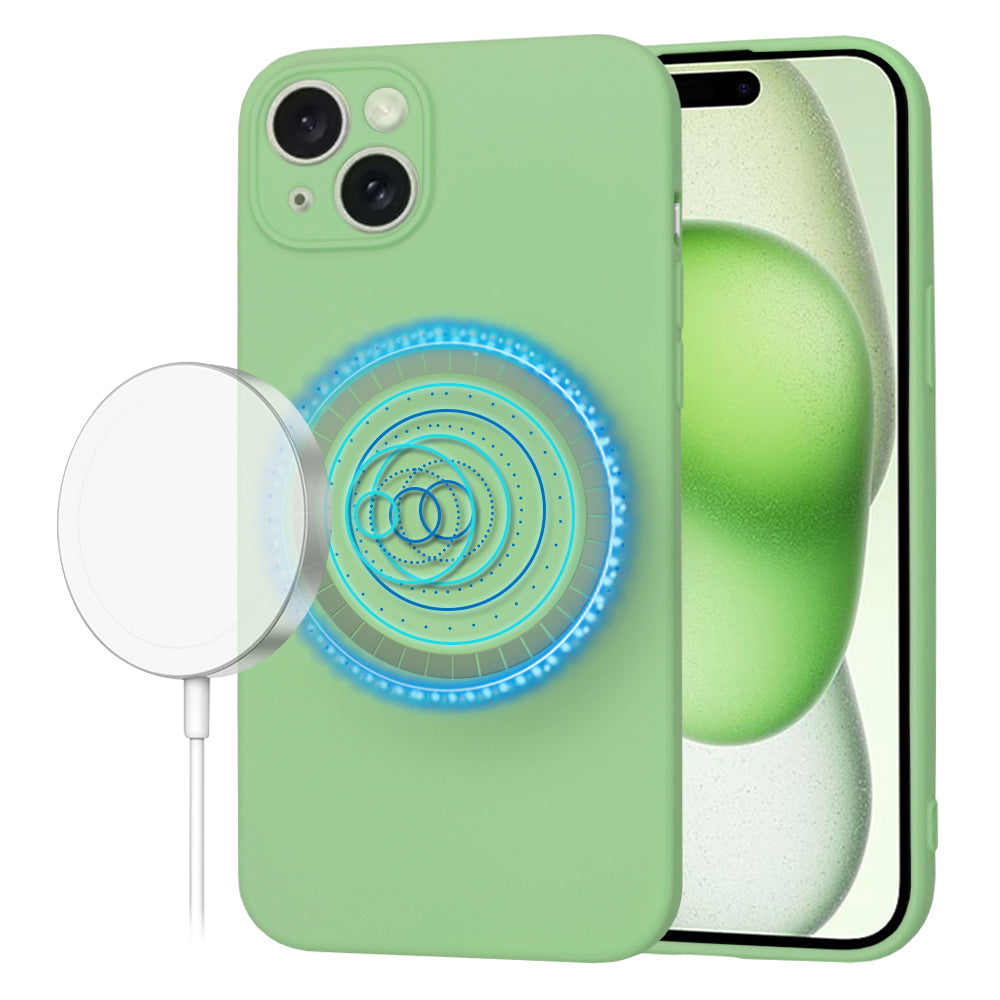Custodia MagSafe per Apple iPhone 15 Plus, Techsuit, SoftFlex, Verde Chiaro