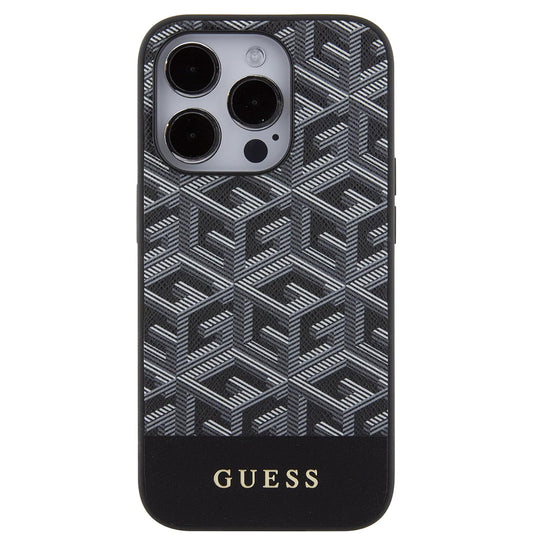 Custodia MagSafe per Apple iPhone 15 Pro, Guess, GCube Stripes, Nera