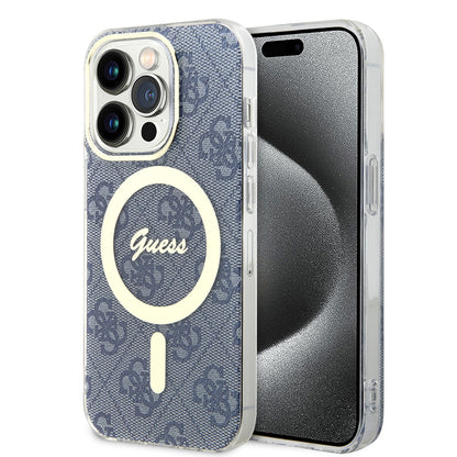 Custodia MagSafe per Apple iPhone 15 Pro, Guess, IML 4G, Blu