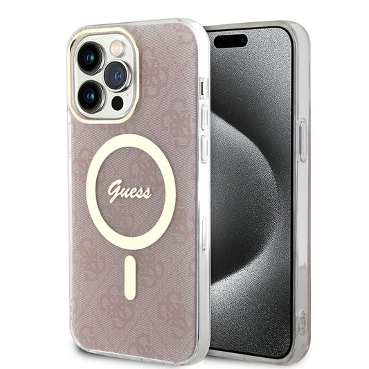 Custodia MagSafe per Apple iPhone 15 Pro, Guess, IML 4G, Rosa