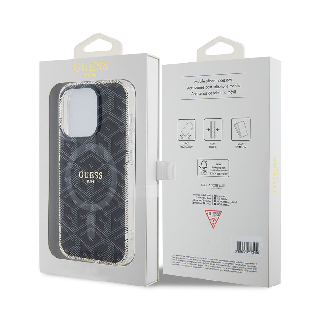 Custodia MagSafe per Apple iPhone 15 Pro, Guess, IML Gcube, Nera