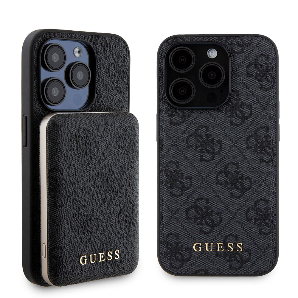 Custodia MagSafe per Apple iPhone 15 Pro, Guess, Powerbank 4G Metal Logo, Nera