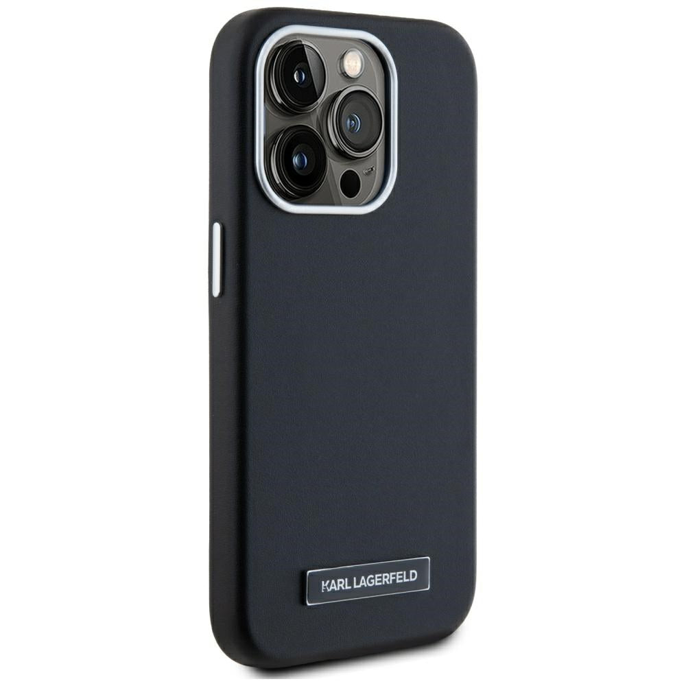 Custodia MagSafe per Apple iPhone 15 Pro, Karl Lagerfeld, FW Metal Plate, Nera