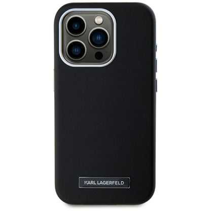 Custodia MagSafe per Apple iPhone 15 Pro, Karl Lagerfeld, FW Metal Plate, Nera