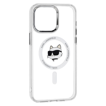 Custodia MagSafe per Apple iPhone 15 Pro, Karl Lagerfeld, IML Metal Choupette's Head, Bianca