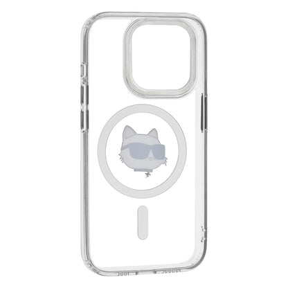 Custodia MagSafe per Apple iPhone 15 Pro, Karl Lagerfeld, IML Metal Choupette's Head, Bianca