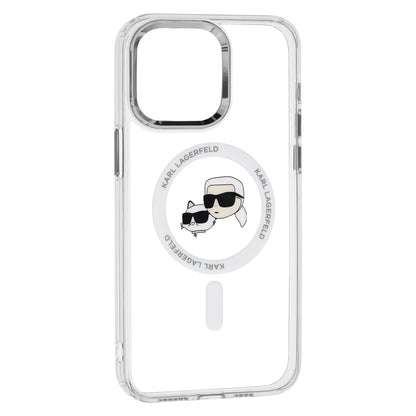 Custodia MagSafe per Apple iPhone 15 Pro, Karl Lagerfeld, IML Metal Karl & Choupette's Heads, Bianca