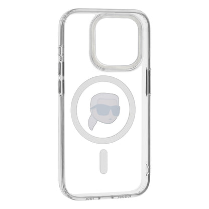 Custodia MagSafe per Apple iPhone 15 Pro, Karl Lagerfeld, IML Metal Karl's Head, Bianca