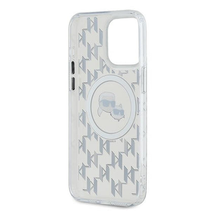 MagSafe Case for Apple iPhone 15 Pro, Karl Lagerfeld, IML Monogram Karl & Choupette's Heads, Transparent