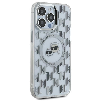MagSafe Case for Apple iPhone 15 Pro, Karl Lagerfeld, IML Monogram Karl & Choupette's Heads, Transparent