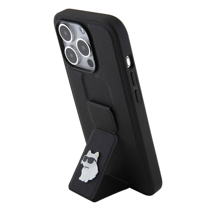 Custodia MagSafe per Apple iPhone 15 Pro, Karl Lagerfeld, Saffiano Gripstand Choupette, Nera