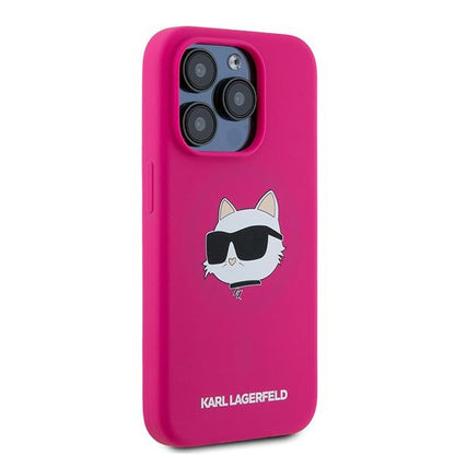Custodia MagSafe per Apple iPhone 15 Pro, Karl Lagerfeld, Silicone Choupette's Head, Fucsia