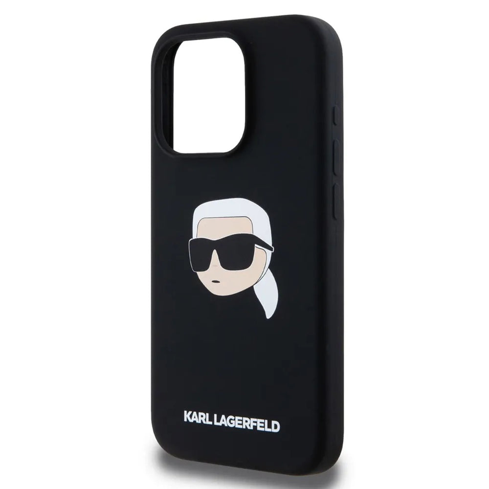 Custodia MagSafe per Apple iPhone 15 Pro, Karl Lagerfeld, Silicone Karl's Head, Nera