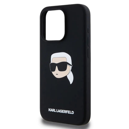 Custodia MagSafe per Apple iPhone 15 Pro, Karl Lagerfeld, Silicone Karl's Head, Nera