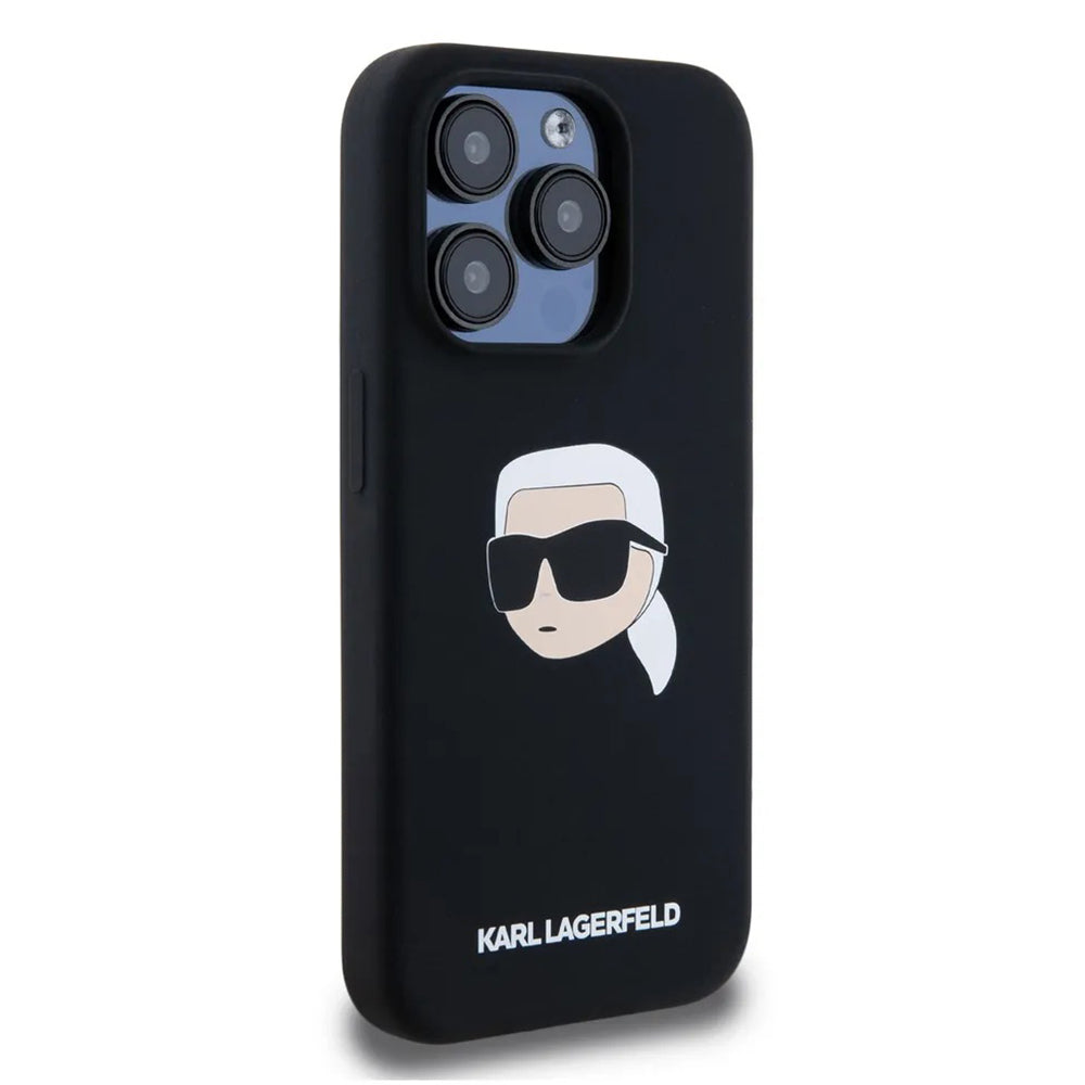 Custodia MagSafe per Apple iPhone 15 Pro, Karl Lagerfeld, Silicone Karl's Head, Nera