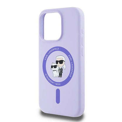 Custodia MagSafe per Apple iPhone 15 Pro, Karl Lagerfeld, Silicone Ring Karl & Choupette, Viola