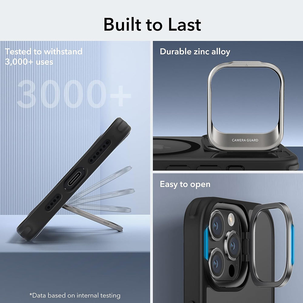 Custodia MagSafe per Apple iPhone 15 Pro Max, ESR, Classic Hybrid Kickstand, Nera Trasparente