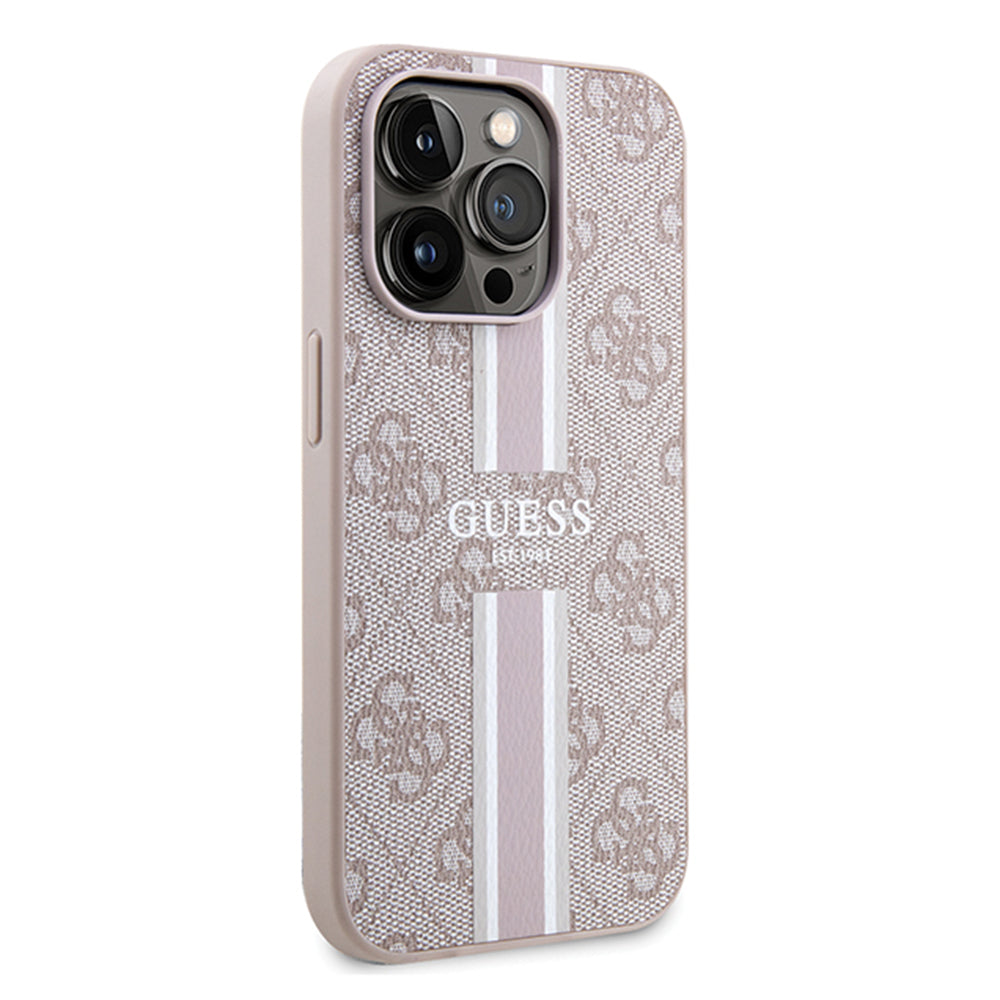 Custodia MagSafe per Apple iPhone 15 Pro Max, Guess, 4G Printed Stripes, Rosa