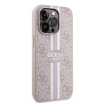 Custodia MagSafe per Apple iPhone 15 Pro Max, Guess, 4G Printed Stripes, Rosa