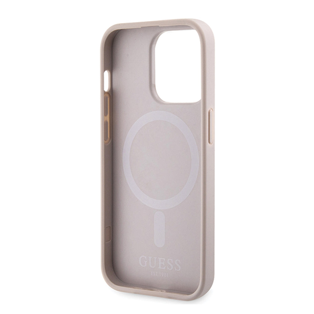 Custodia MagSafe per Apple iPhone 15 Pro Max, Guess, 4G Printed Stripes, Rosa