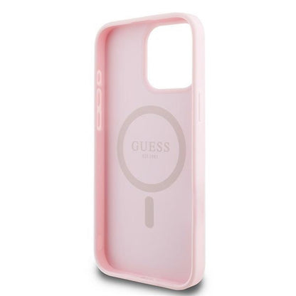 Custodia MagSafe per Apple iPhone 15 Pro Max, Guess, Grained Gold Ring, Rosa