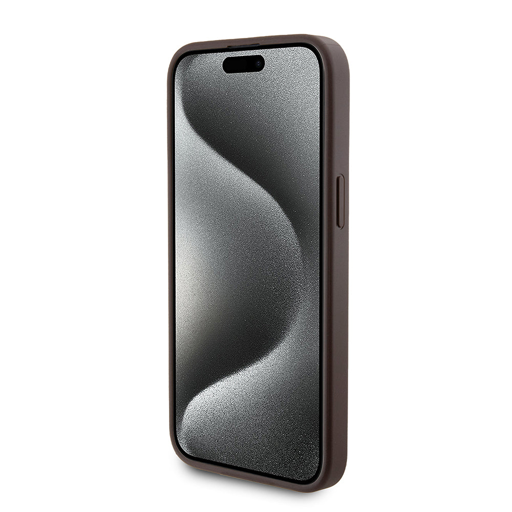 Custodia MagSafe per Apple iPhone 15 Pro Max, Guess, Powerbank 4G Metal Logo, Marrone