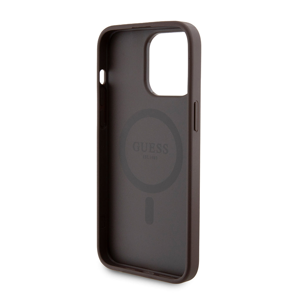 Custodia MagSafe per Apple iPhone 15 Pro Max, Guess, Powerbank 4G Metal Logo, Marrone