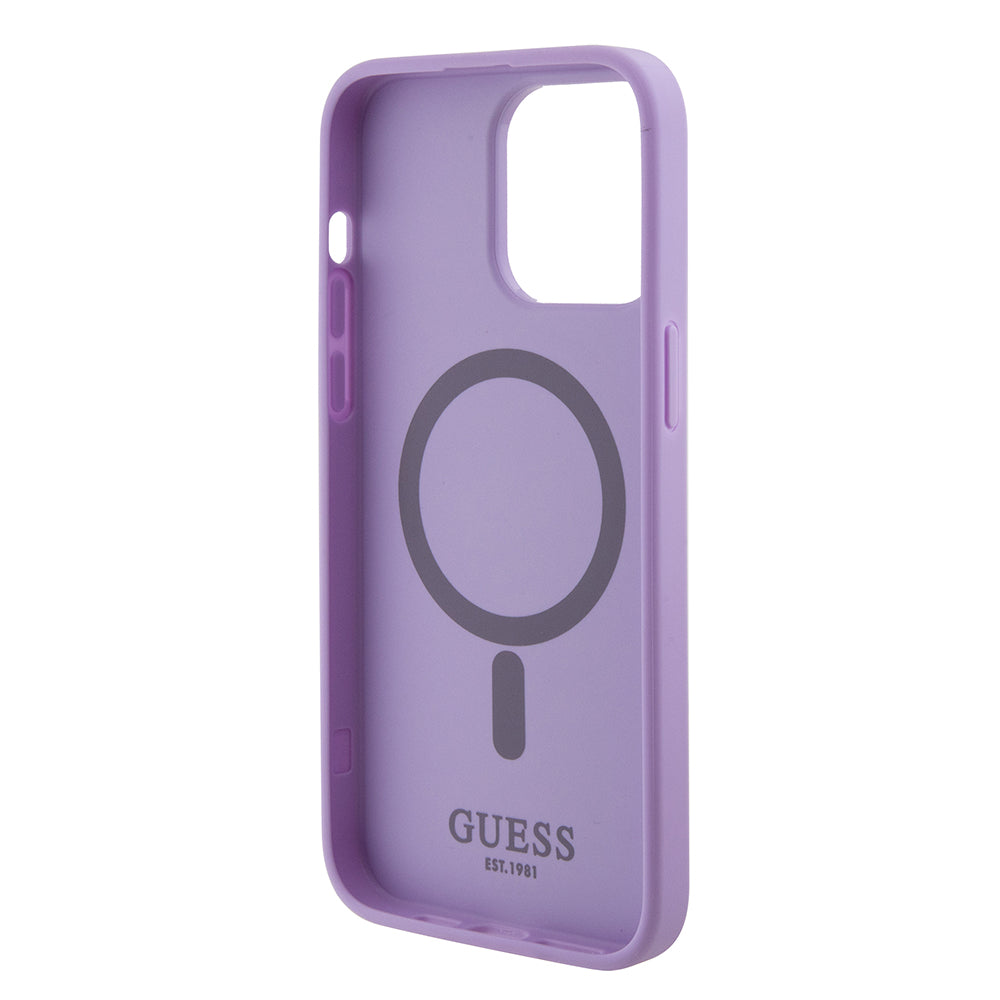 Custodia MagSafe per Apple iPhone 15 Pro Max, Guess, Saffiano, Viola
