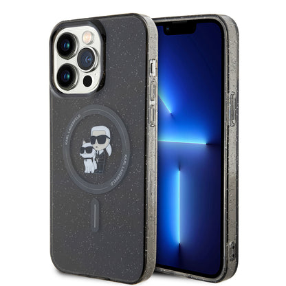 Custodia MagSafe per Apple iPhone 15 Pro Max, Karl Lagerfeld, Glitter, Nera