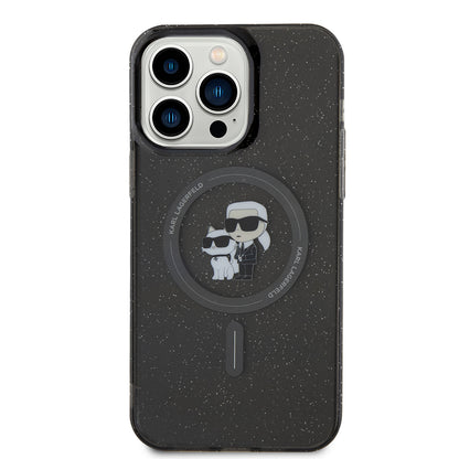 Custodia MagSafe per Apple iPhone 15 Pro Max, Karl Lagerfeld, Glitter, Nera