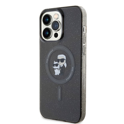 Custodia MagSafe per Apple iPhone 15 Pro Max, Karl Lagerfeld, Glitter, Nera