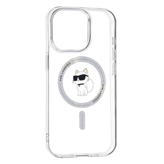 Custodia MagSafe per Apple iPhone 15 Pro Max, Karl Lagerfeld, IML Choupette, Trasparente