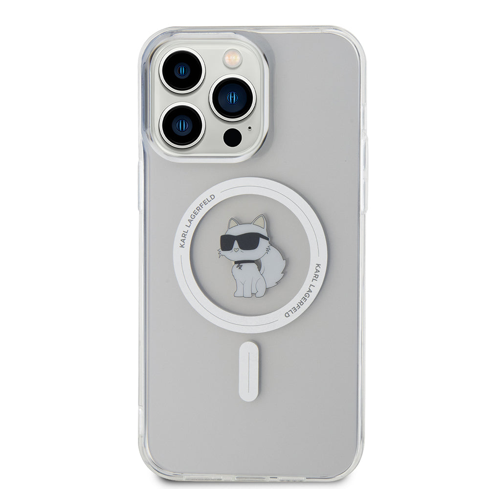 Custodia MagSafe per Apple iPhone 15 Pro Max, Karl Lagerfeld, IML Choupette, Trasparente