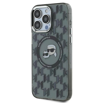 MagSafe Case for Apple iPhone 15 Pro Max, Karl Lagerfeld, IML Monogram Karl & Choupette's Heads, Black